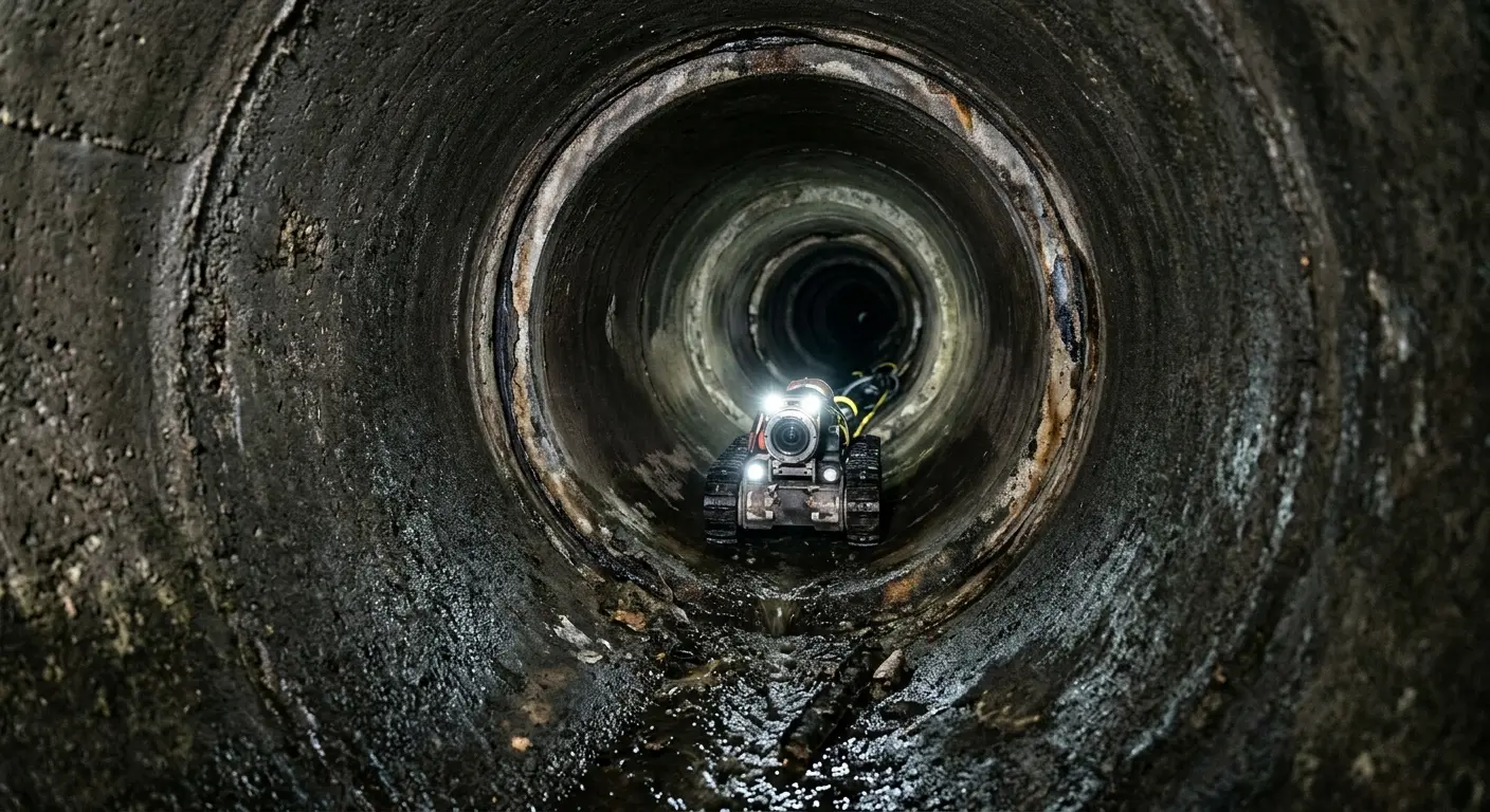 Robotic sewer camera inspecting pipe interior for Drain Snake Service in Union Grove
